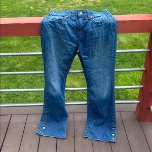 Cruel Girl Blue Flare Jeans with Button Cuff